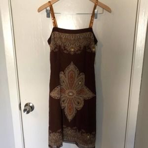 Vintage Lyndia Brown Embellished Y2K A Line Slip Tunic Mini Knee Sequin Dress 4